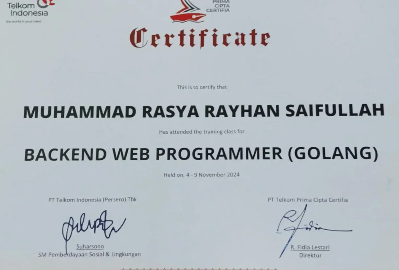 Sertifikat Backend Web Programmer